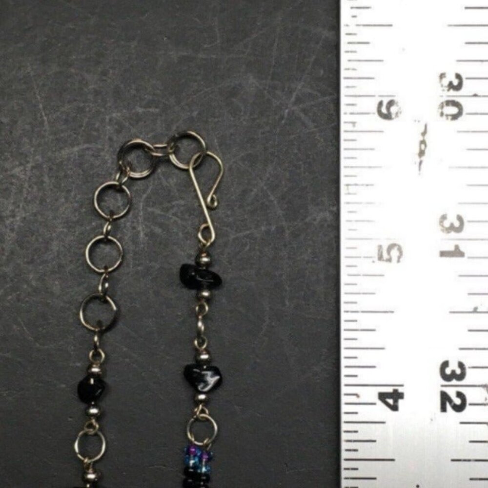 Turtle Anklet Ankle Bracelet 10 In Silver Charm Blue Purple Black Retro Vintage - Picture 5 of 5